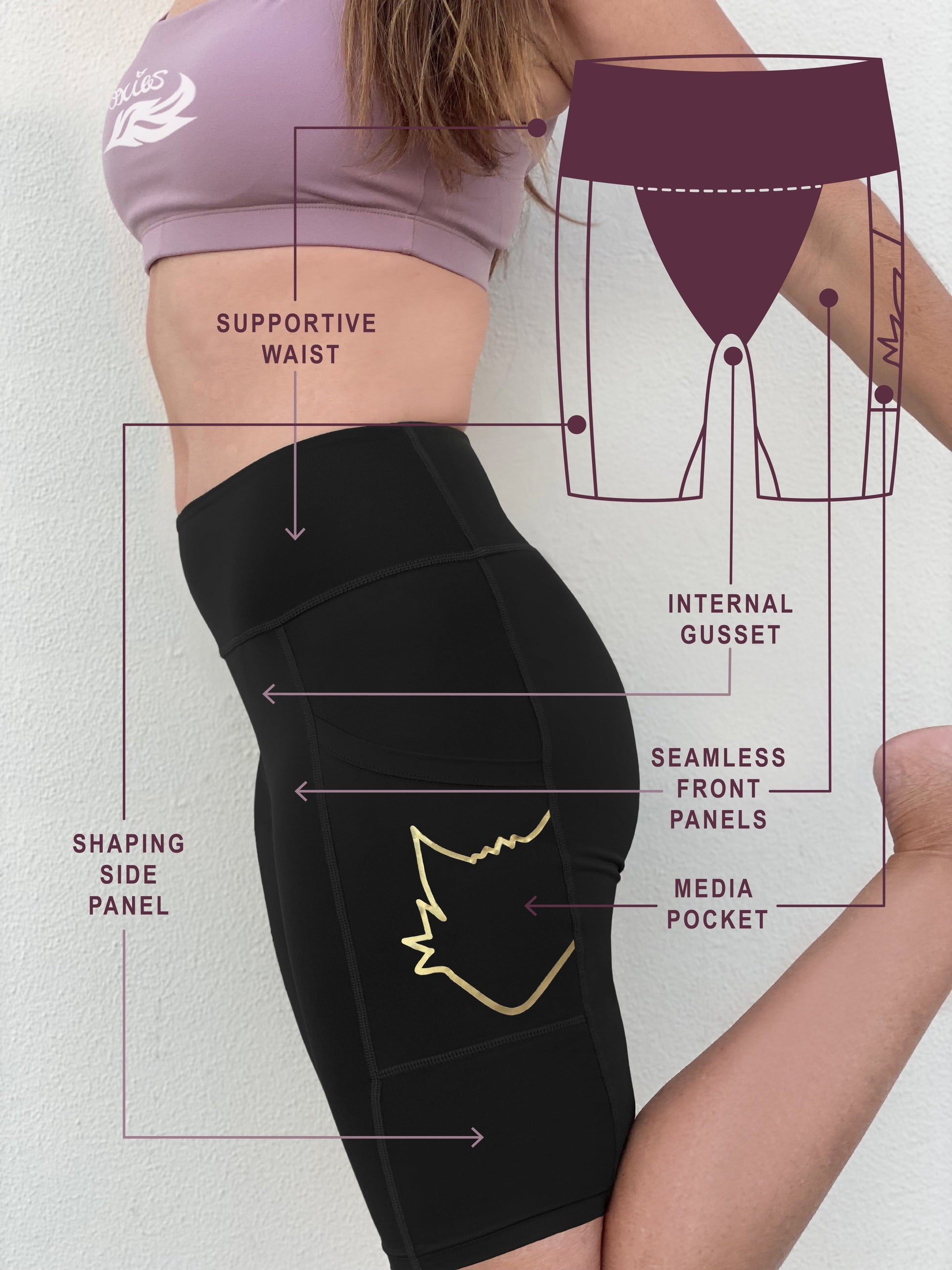 Black | The Foxies Short — slip shorts with built-in underwear (6)