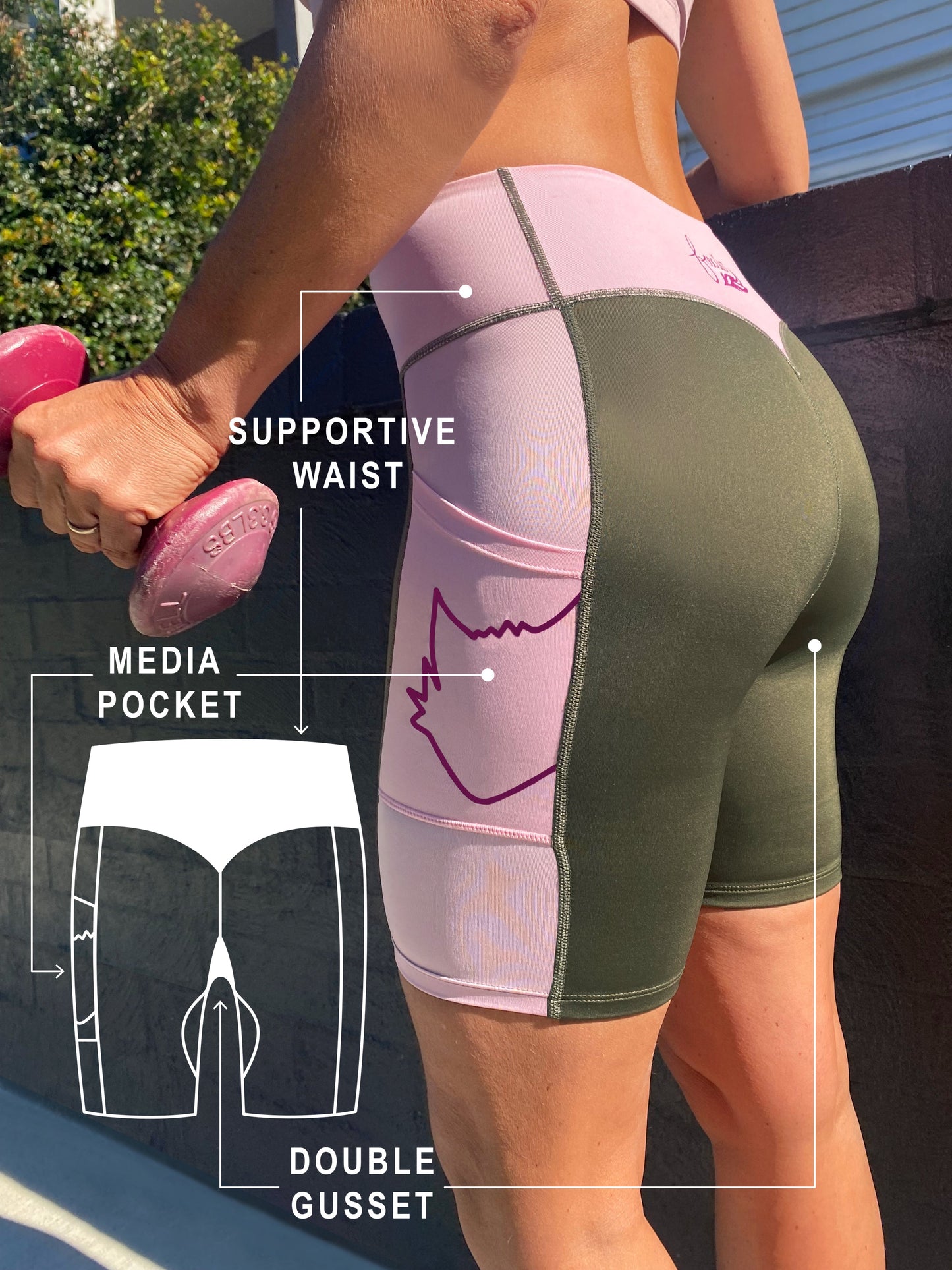 Olive & Pink | The Foxies Short — slip shorts with built-in underwear (8)